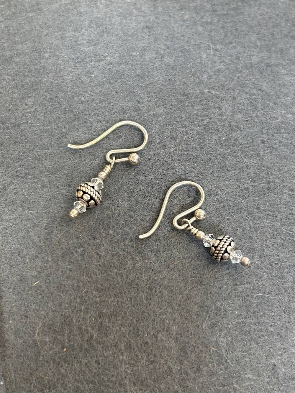 Sterling Silver Beaded Drop Earrings - Silver